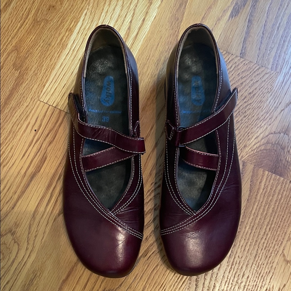 Wolky EUR 39 Passion Mary Jane Comfort Plum Leather Shoes never worn